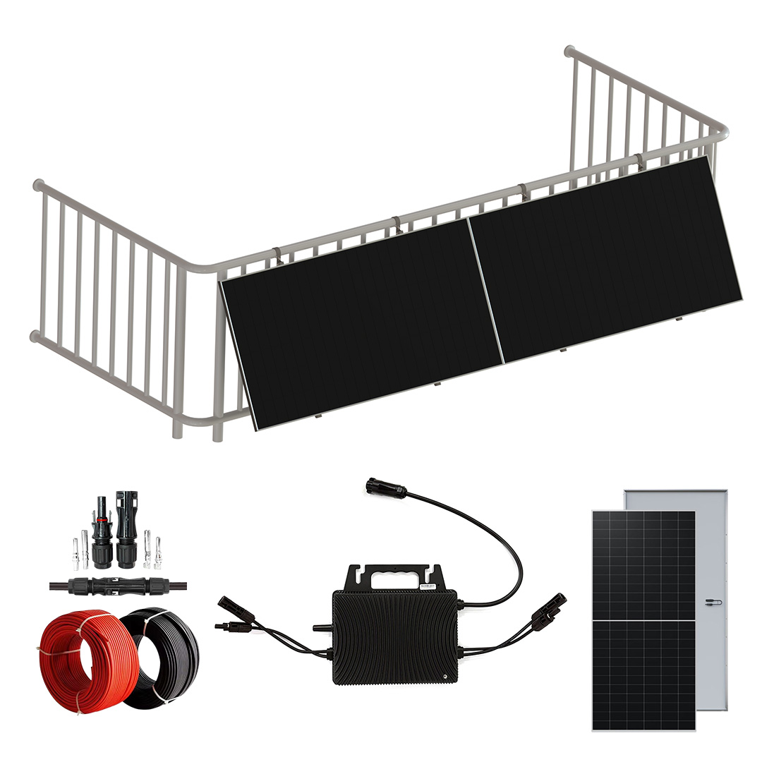 2-Panel Balcony Mount Easy Install Solar Balcony Solar System with 800W Microinverter